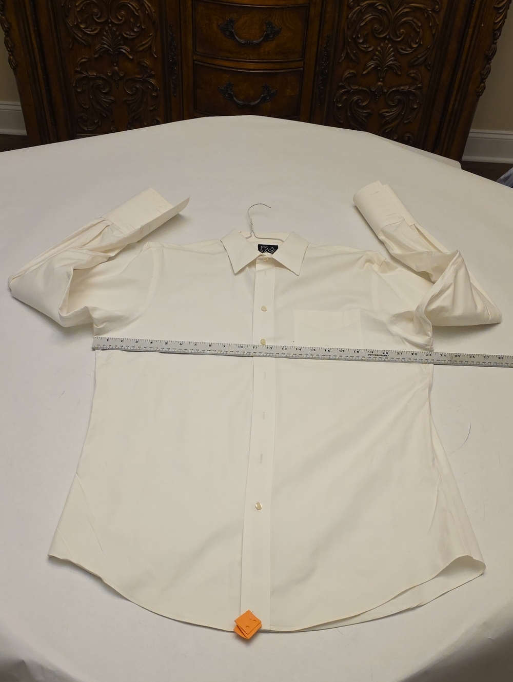 JoS A. Bank Cream Men's Dress Shirt with Point Collar